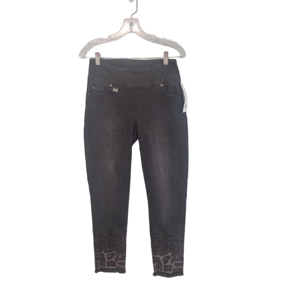Lisette Montreal NWT Womens Black Sequin Pullon Raw Hem‎ Skinny Jeans Size 4